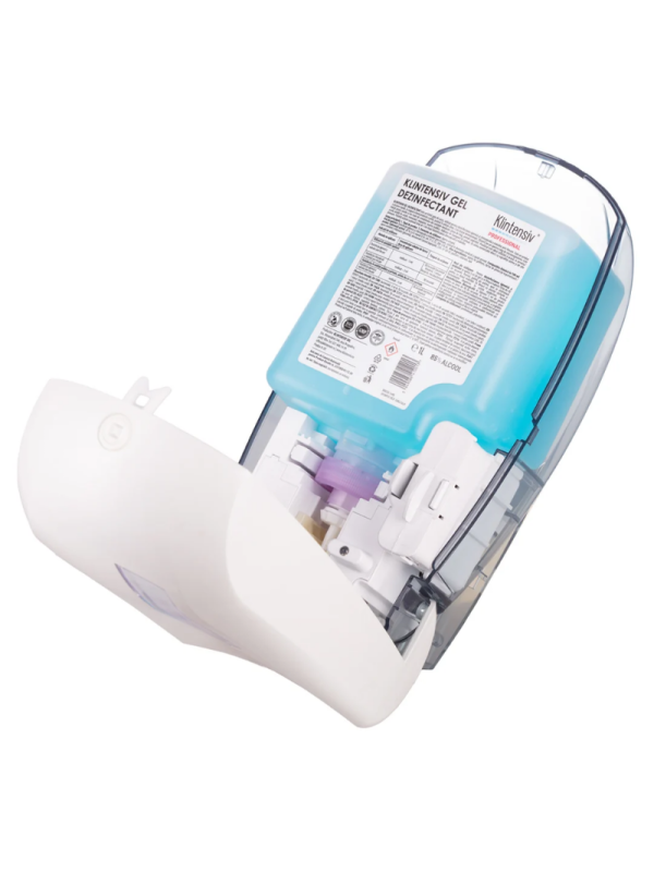 PACHET Dispenser cu senzor + Cartuș gel dezinfectant mâini, 1,2 litri Klintesiv